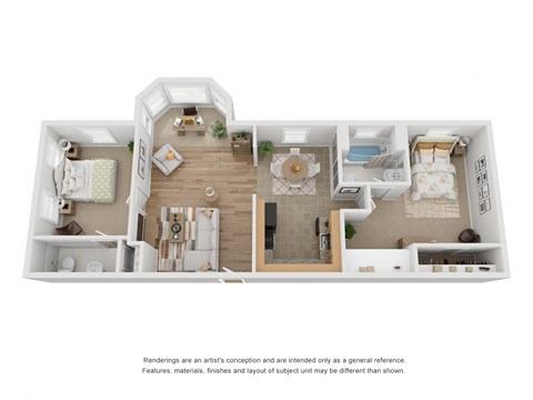 3D 2 x 1.5 floor plan